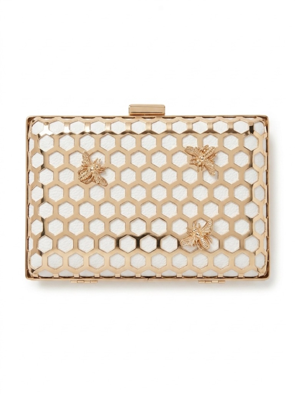 Gold Honeycomb Clutch - White & Gold